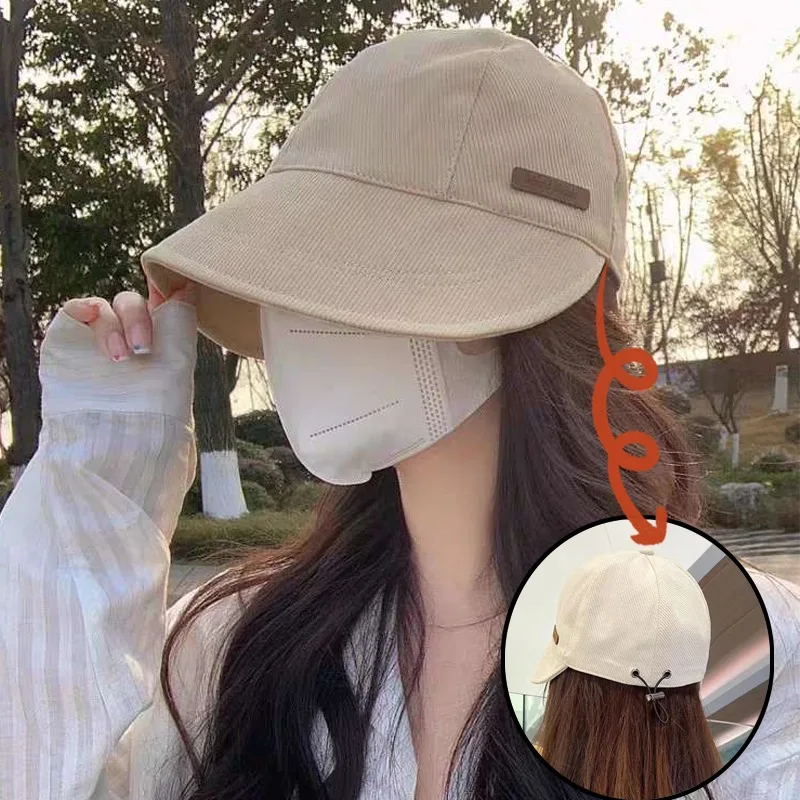 

Summer Foldable Sunhats Women's Adjustable Outdoor Beach Fisherman Caps Korean Wide Brim UV Protection Shading Visor Panama Hats