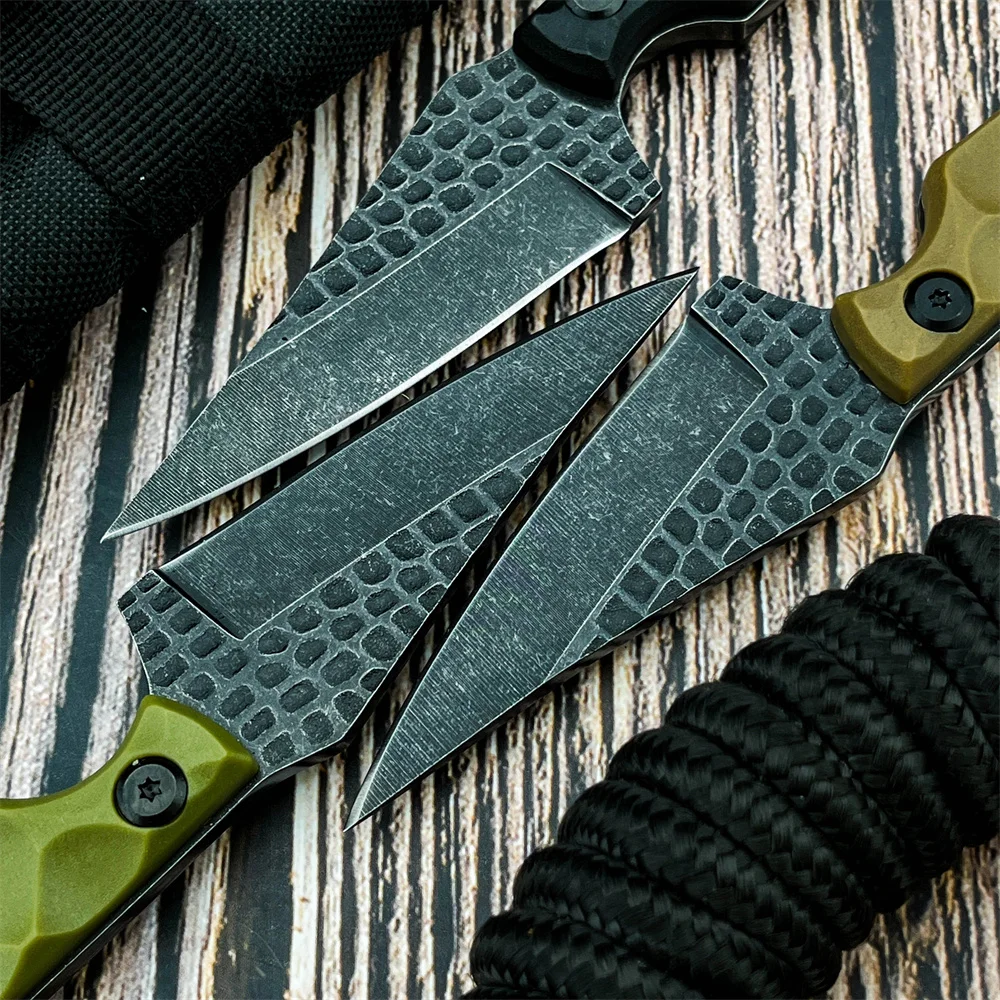 3 verschiedene Arten von feststehenden Messern mit Scheide, 8Cr13Mov Klinge, Nylonfasergriff, robustes Outdoor-Campingmesser, Wandermesser – Detail 2