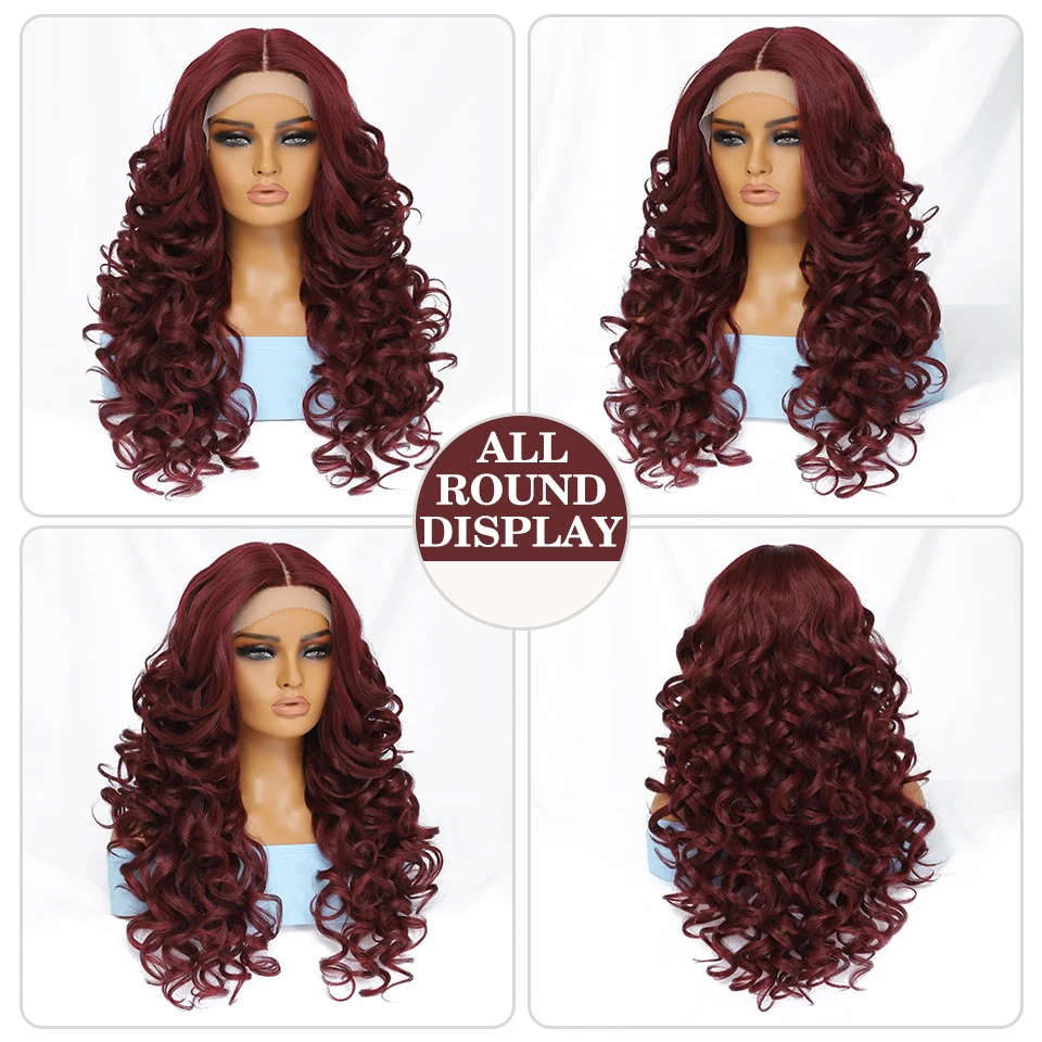 Synthetic Black Brown Curly Wig Lace Front Wigs For Women  Blonde Orange Female Lace Wig Daily Use 13X4X1 Cosplay Hair