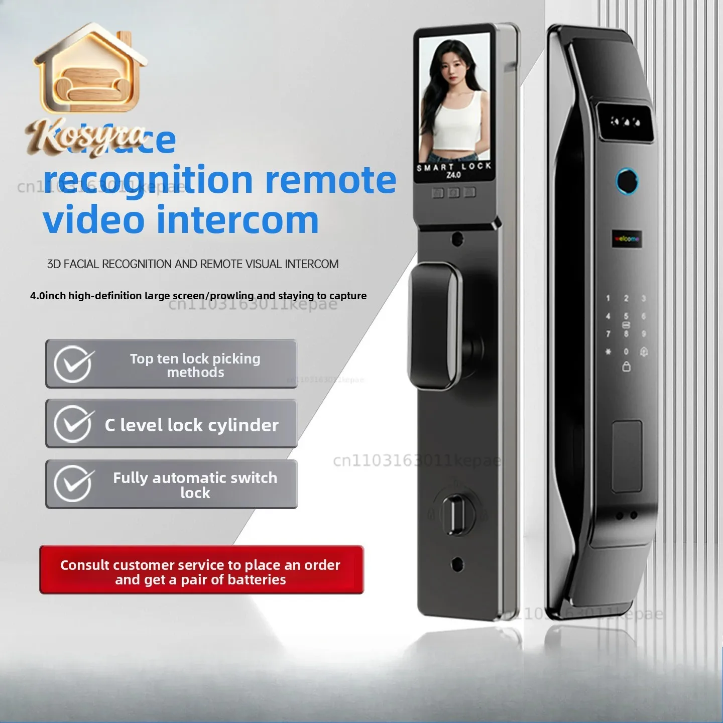 Household 3D Facial Recognition Smart Door Lock Visual Monitoring Fingerprint Lock Anti-theft Door