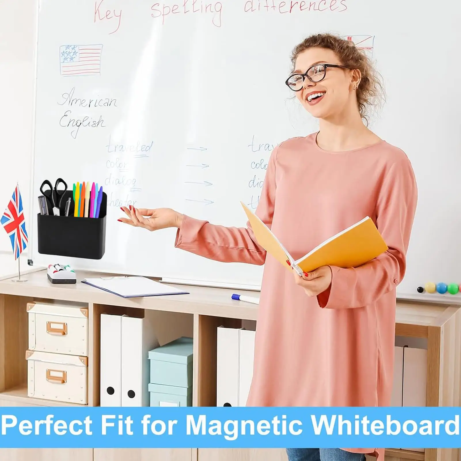 Magnetic Pen Holder Magnetic Cup Locker Organizer Fridge Pen Holder With Strong Magnets Dry Erase Marker Storage School Supplies