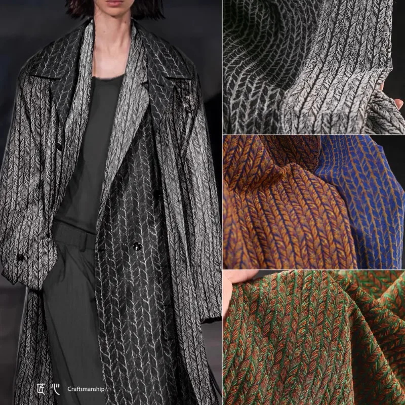 

Heavy Industry Wheat Braid Jacquard Fabric Creative Jacket Clothing Design Fabrics Wholesale Cloth Diy Sewing Per Meter