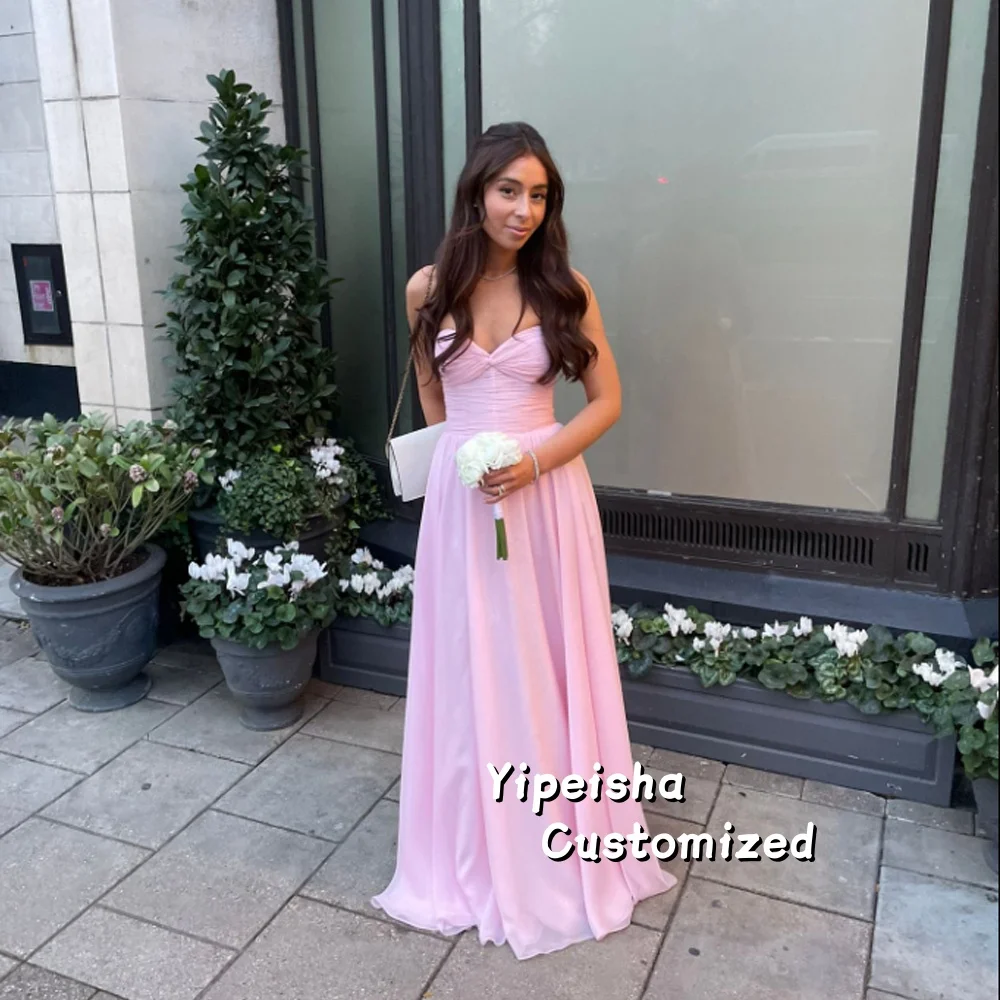 

Индивидуальное розовое платье принцессы для выпускного вечера, элегантное винтажное шифоновое вечернее платье, индивидуальные вечерние платья без рукавов А-силуэта для торжественных мероприятий