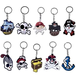 10-30pcs Pirate Party Favors Keychains Silicone Keyrings for Kids Pirate Themed Birthday Party Decorations Party Gifts Supplies