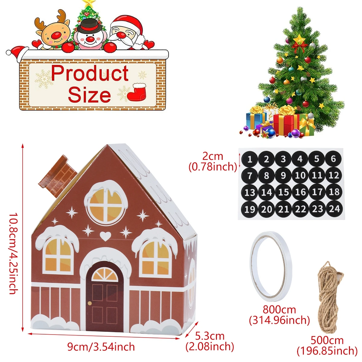 Christmas Gingerbread House Candy Box Merry Christmas Decoration For Home 2024 New Year Gift Cookie Packaging Box Xmas Ornament images - 6