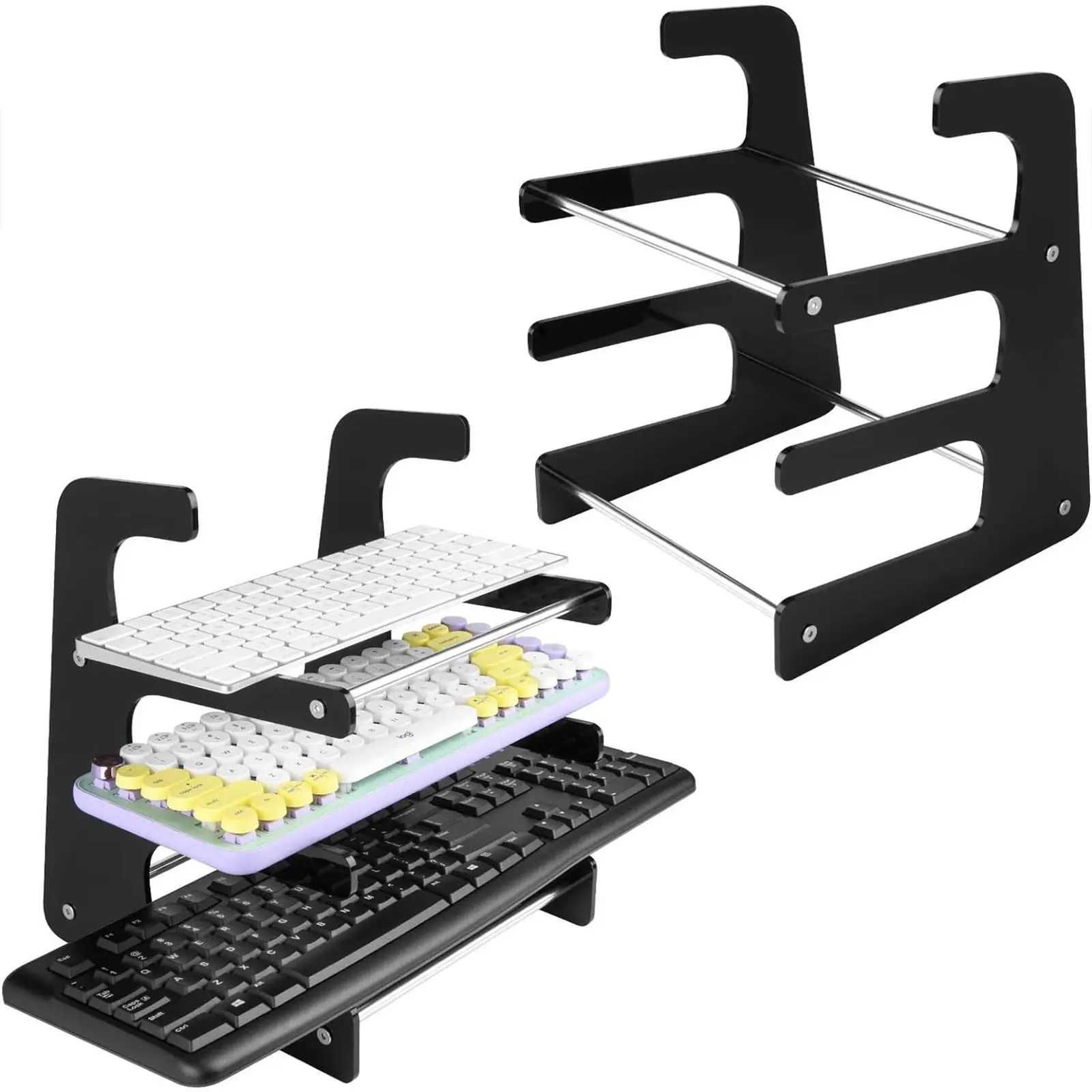 Imagem -04 - Suporte para Teclado Tier Acrílico Frame Riser Mouse Organizer para Escritório Salas de Estudo Mesa Casa