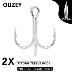 20Pcs 2X Anti-Rust Treble Hook Fishing Hook Lure Holder Fly Tying Crank Trolling High Strength Bass Barbed Steel Hooks