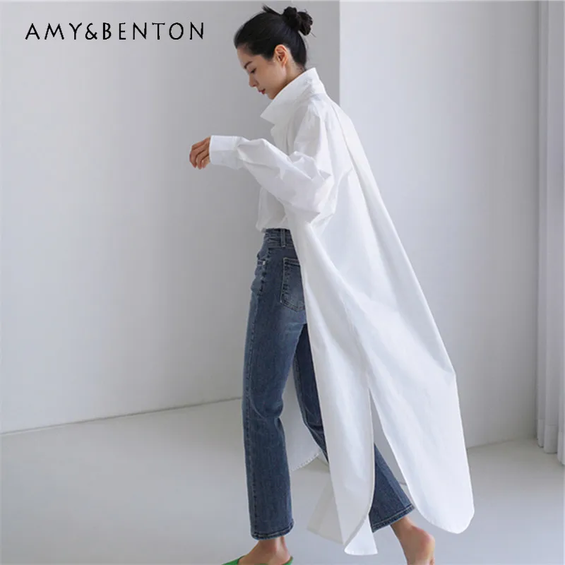 Autumn Winter Korean Chic Retro Stand Collar Single-breasted Long-sleeved Jacket Loose Casual Trench Coat Women Autumn Winter