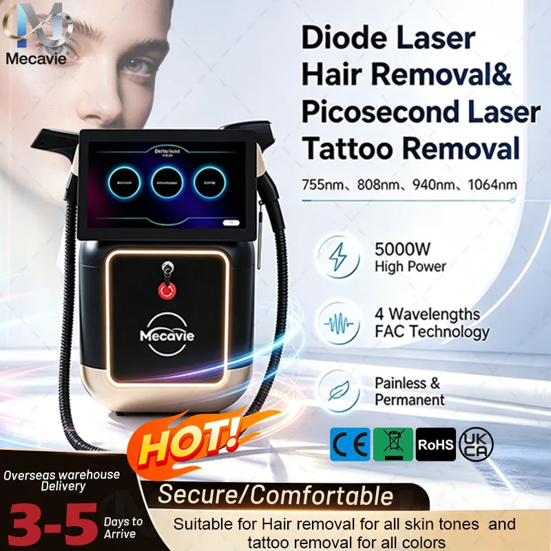 Dual Function Diode Picosecond Laser Machine Painless Body Hair Removal Skin Rejuvenation Tattoo Pigment Spot Removal Salon Mach