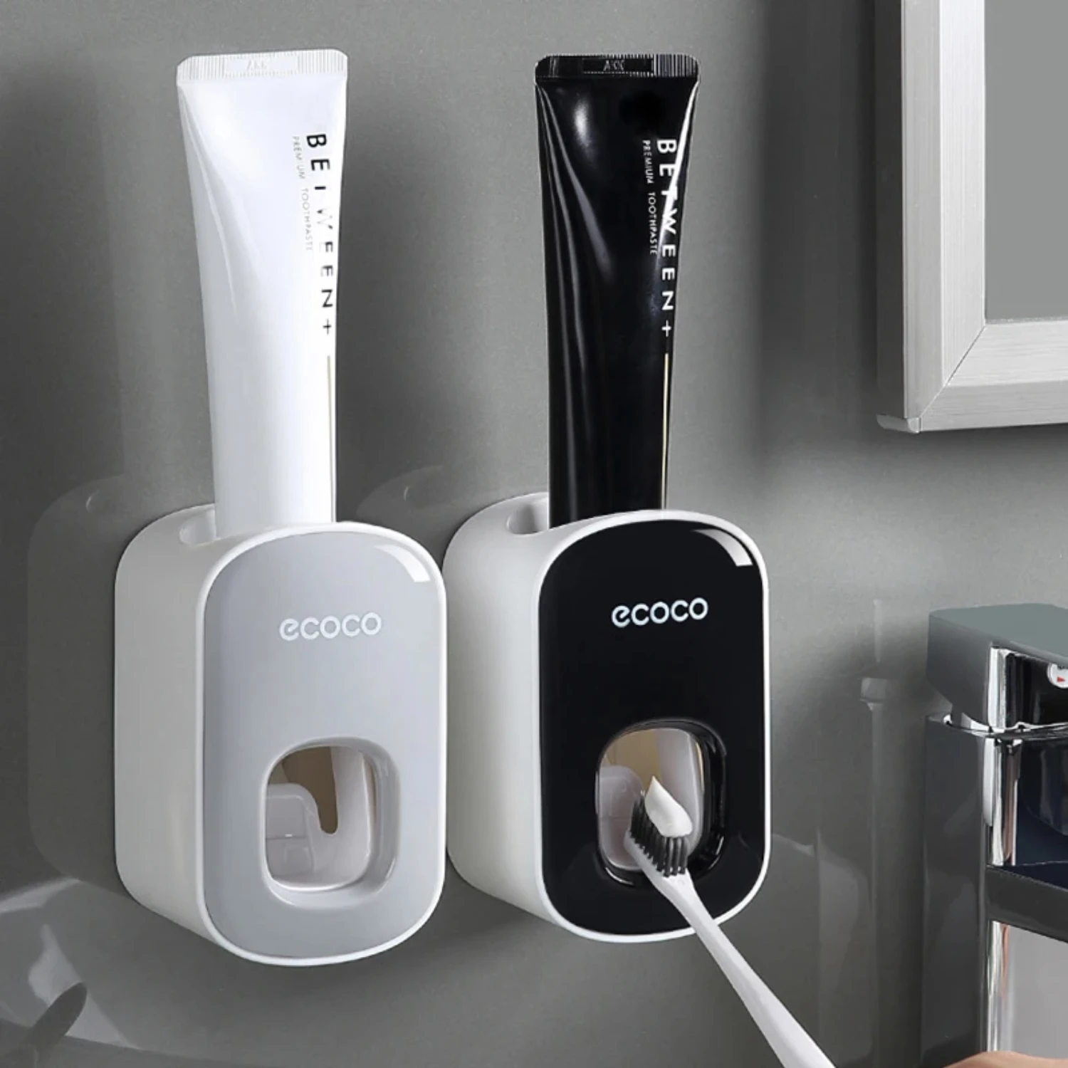 

Automatic Wall Mount Toothpaste Dispenser Bathroom Accessories Set Toothpaste Squeezer Dispenser Bathroom Toothbrush Holder Tool
