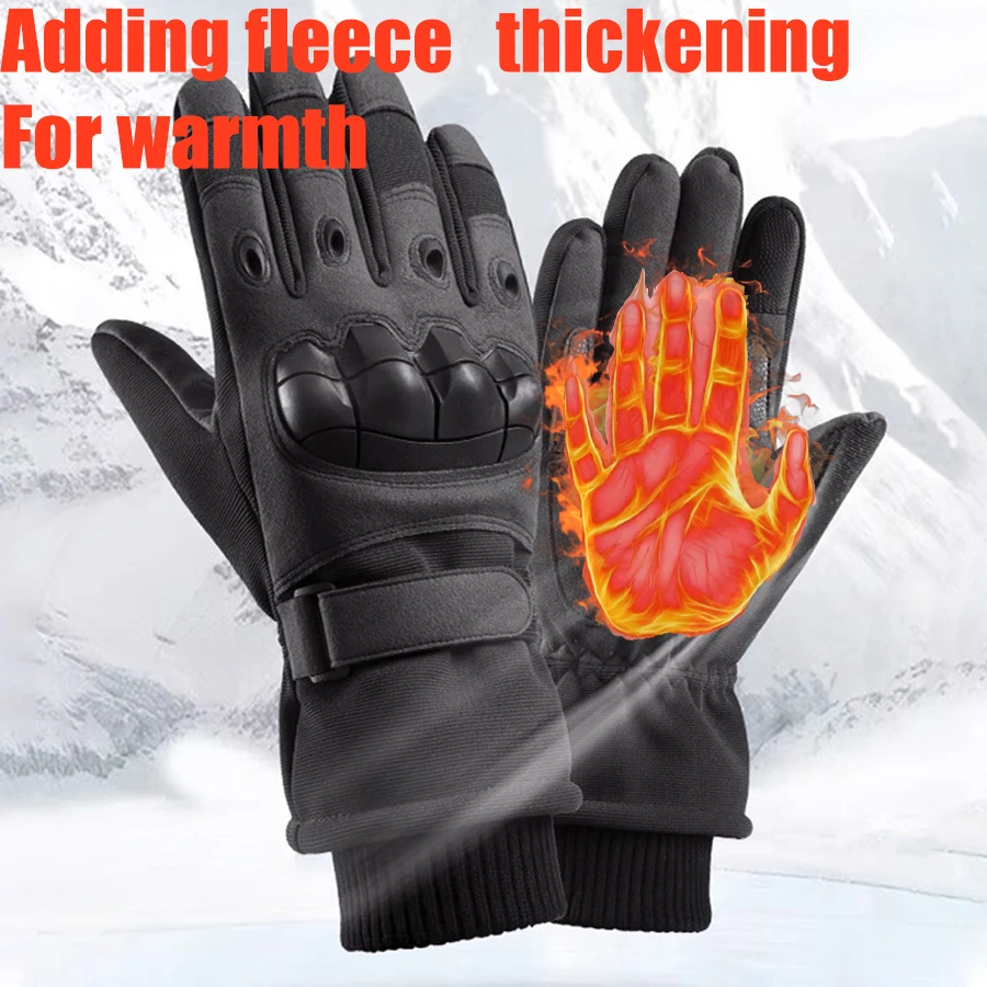 Fleece-Lined Thickened Thermal Tactical Gloves for Motorcycle, Mountaineering & Skiing – Cold & Windproof Winter Warmth Gloves