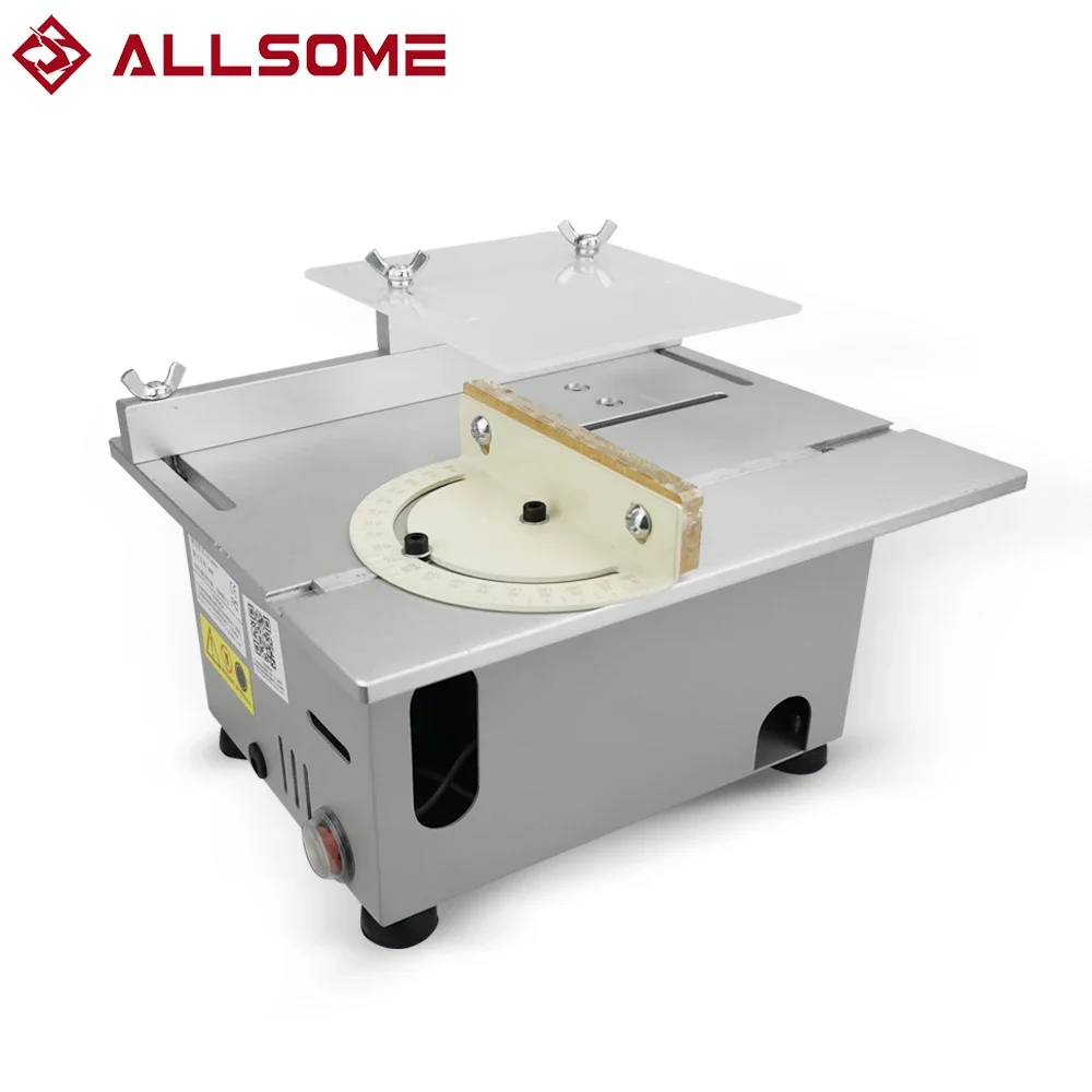 Allsome-mini Serra de Mesa Artesanal Serra Circular Carpintaria Artesanal Modelo para Hobby Artesanato Ferramenta de Corte com Fonte de Alimentação Hss