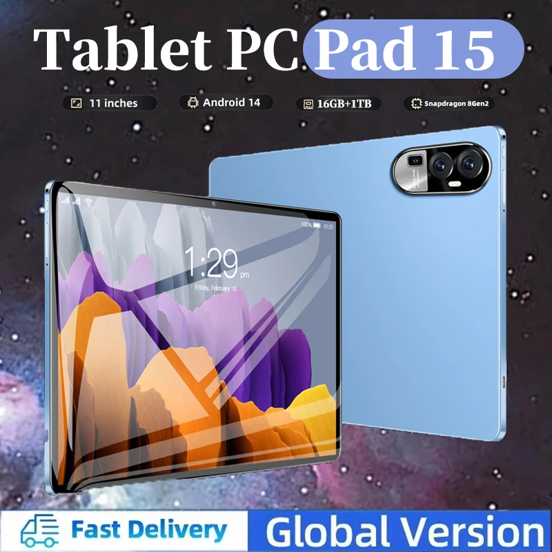 Tablet PC 14 Android 10.1 inci, Pad PC 15 kamera ganda Octa Core SIM ganda panggilan telepon Tablet Bluetooth Wifi 16GB + 1TB Tablet