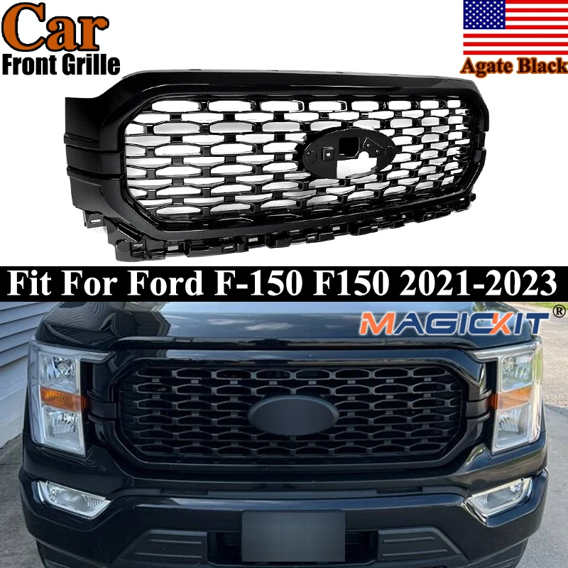 

Fit For 2021-2023 Ford F150 F-150 Front Grille Radiator Mesh Grid Grills Front Bumper Upper Grille Modified Grill Accessories US