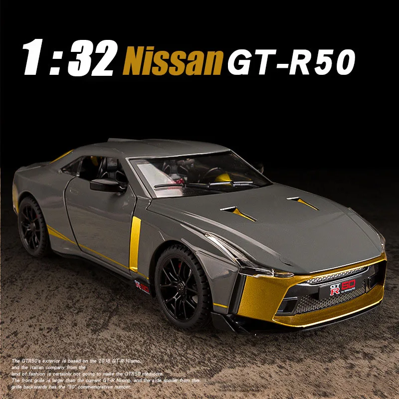 1:32 Nissan GT-R50 Model Car Toy Alloy Diecasts Metal Super Sport Cars With Sound Light Vehicle Toys for Boys Gifts Collection