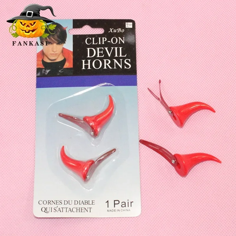 Creative Cute Hair Accessories Stage Performance Dressing Halloween Little Devil Decoration Red Bullhorn Hair Clip