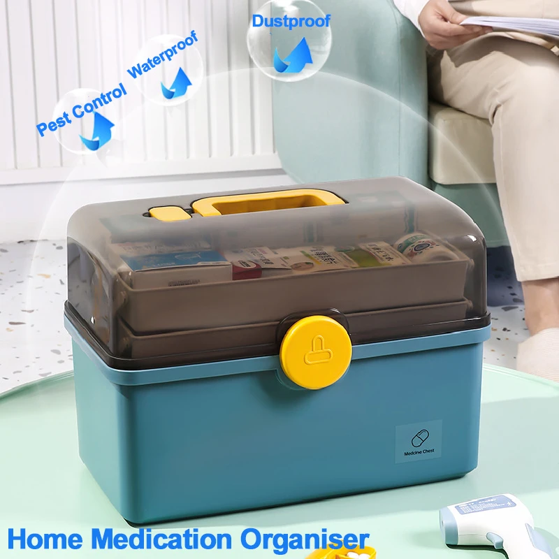 Pill Organizer Box Big Family Medicine Pills box Storage Container 3 Layers First Aid Kit Large Capacity Pill Cases Health Care