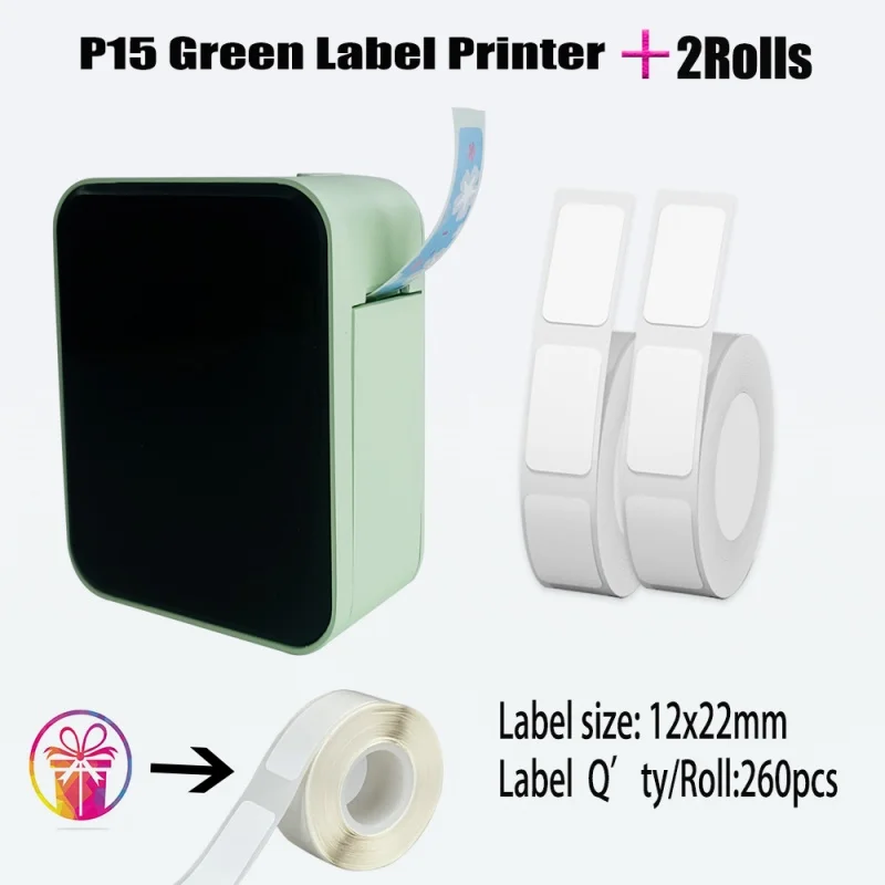 Handheld P15 Thermal Label Printer Wireless Bluetooth Free Editing Intelligent Printing Support 11Languages Print Clearly&Easily