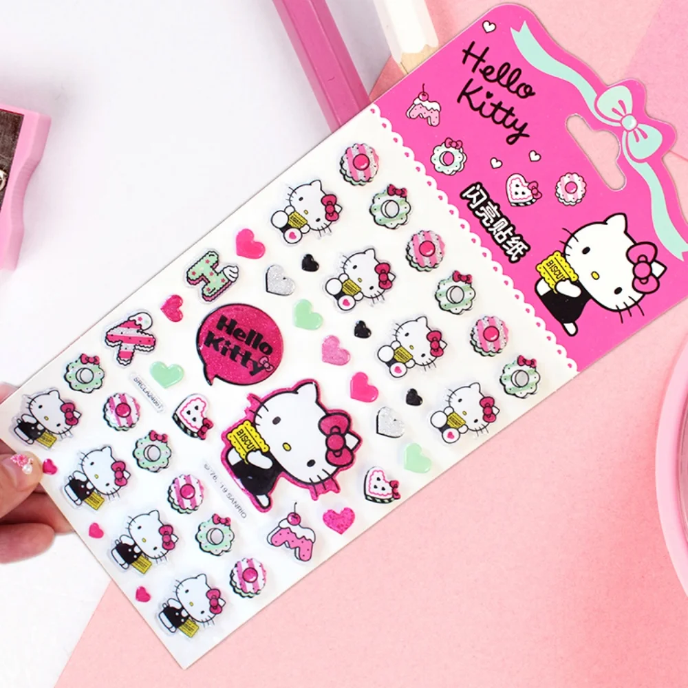Genuine Sanrio Sticker Toys Hello Kitty Melody Handmade Notebook Desktop Creative Decoration Waterproof Decals Girls Gifts