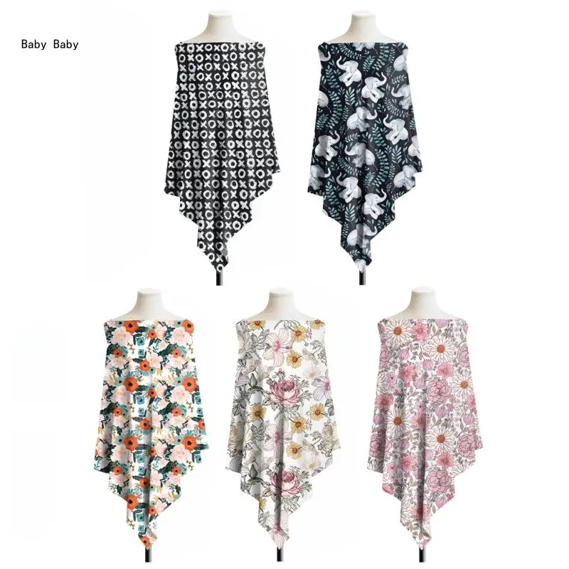 Breathable & Lightweight Nursing Cover Multifunctional Baby Nursing Scarf Lovely Pattern Nursing Cover for Breastfeeding Q81A