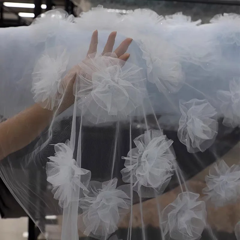 ผ้าลูกไม้ลายดอกไม้ 3 มิติ สีชมพูหวานๆ ผ้าไหมคลาวด์ ผ้าถ่ายภาพสไตล์ป่าไม้ ผ้าตกแต่งฉากหลังงานแต่งงาน อุปกรณ์ประกอบฉากถ่ายภาพ DIY