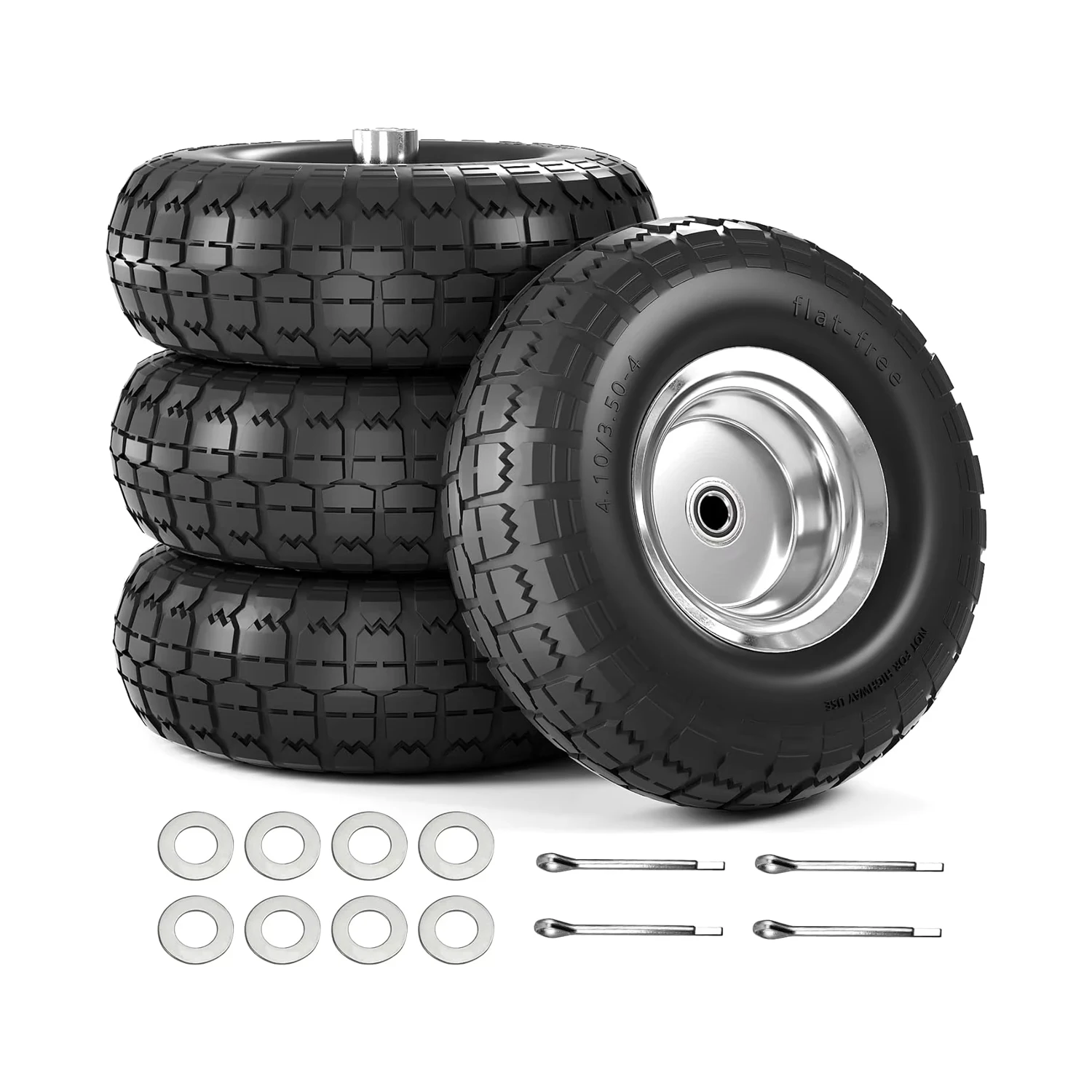 【Upgraded】4.10/3.50-4 Tire And Wheel Flat Free, 10