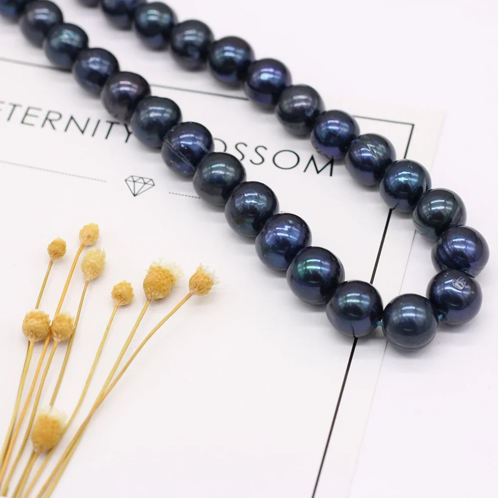 Black Natural Fresh Water Pearl Round Shape Beads 8-9mm 36cm DIY for Jewelry Making Necklaces Accessories Bracelet Earrings