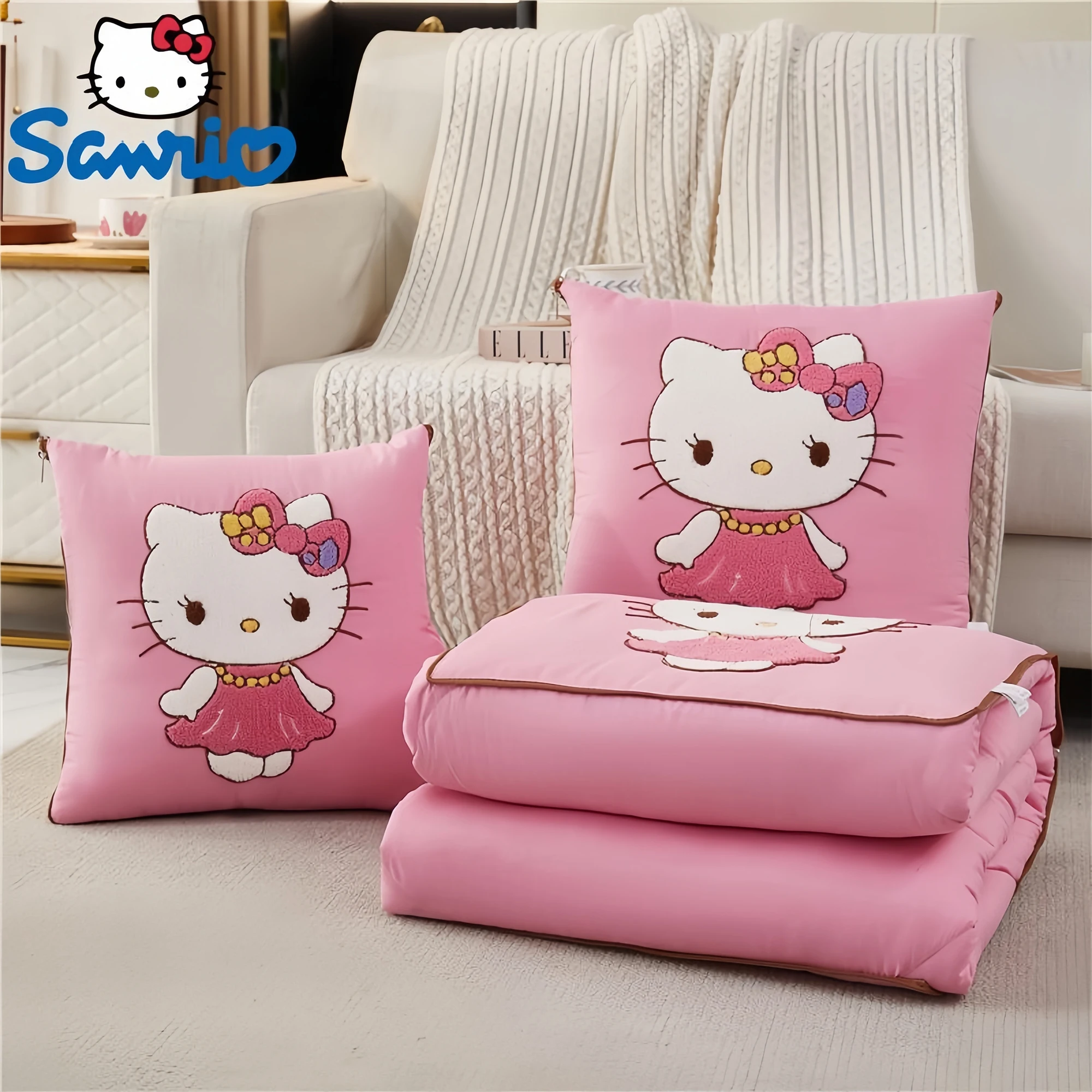 

Sanrio Hello Kitty Two In One Pillow Quilt Dual-purpose Siesta Multifunctional Pillow Quilt Living Room And Bedroom Pillow Quilt