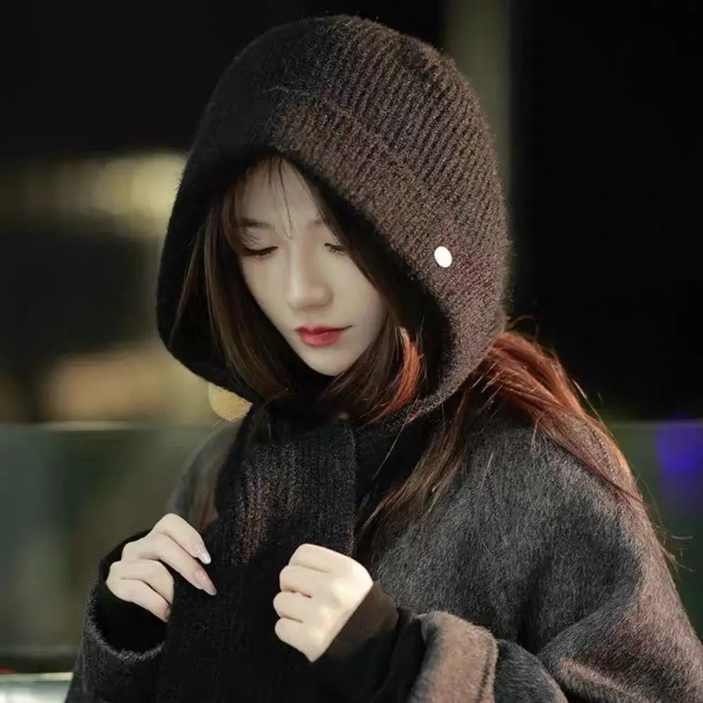الكورية بالاكلافا بونيه Y2k بيني وشاح قبعة الرجعية قطعة واحدة سميكة الدافئة الرقبة حماية محبوك الباردة قبعة الشتاء اكسسوارات