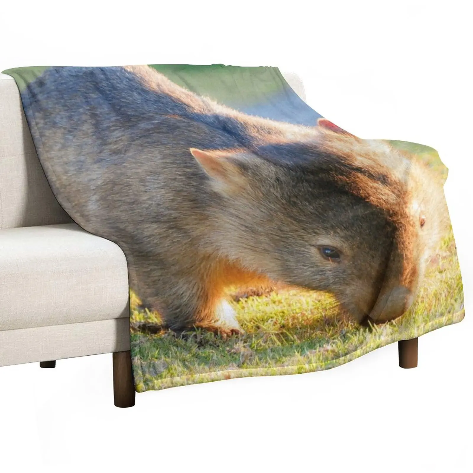 

Adorable Wombat Throw Blanket Plaid Nap Blanket bed plaid