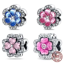 100% 925 Sterling Silver Love Four Leaf Clover Monstera Charms Beads Fit 925 Original Bracelet DIY Jewelry Making Women Gift