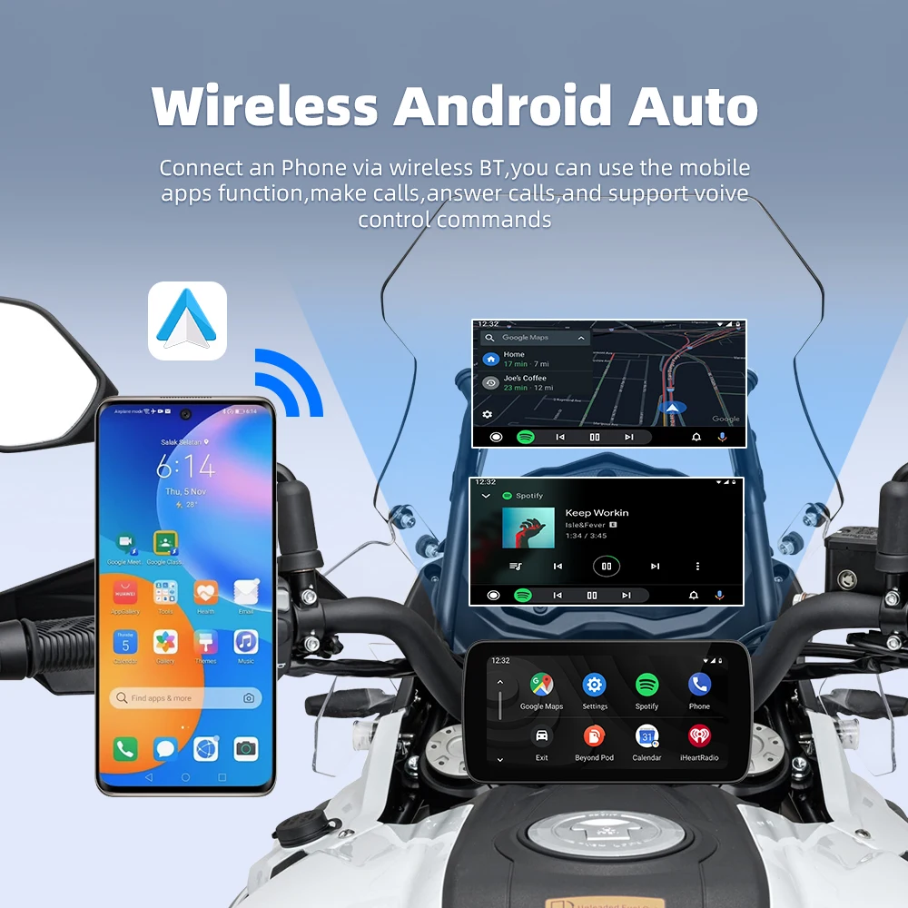 EKIY 6.25 Inch Motorcycle Carplay Navigation Waterproof Apple Carplay Display Screen Portable Motorcycle Android Auto Motorcycle