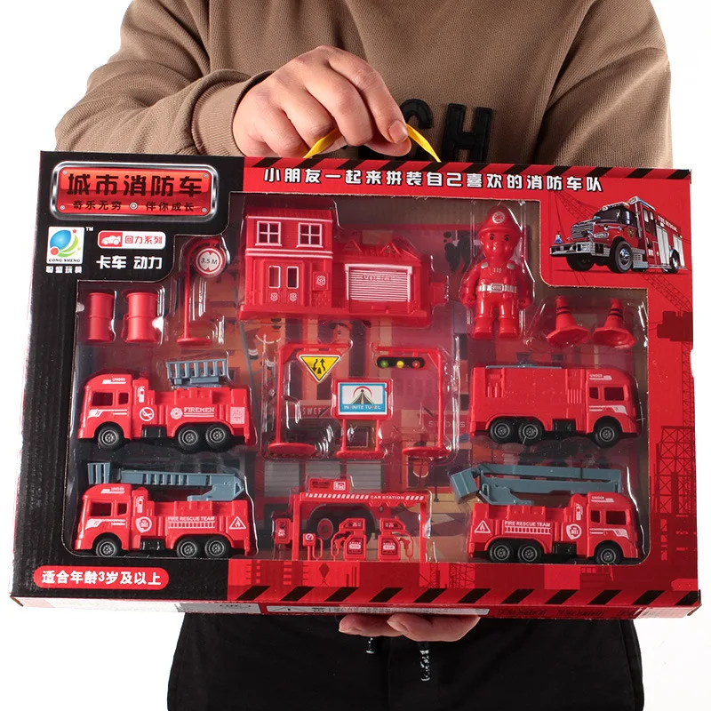 Gift Return Fire Truck Set Children and Boys Big Gift Box Fire Toy Car Gift Box 41.8cm