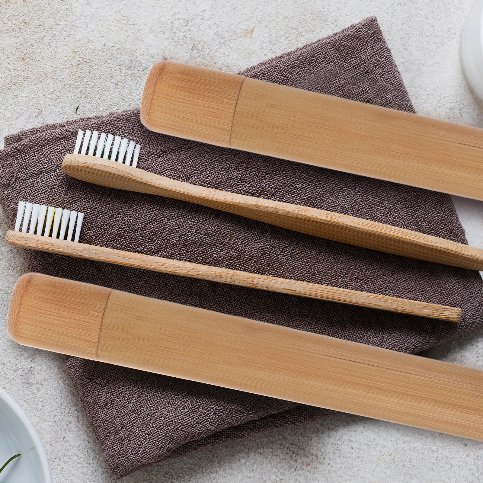 

2Pcs Toothbrush Storage Case Bamboo Portable Tube for Travel Camping Hiking Protects Brush Hair Renewable Material Space Saving