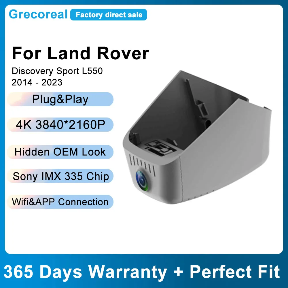 

Grecoreal Car DVR for Land Rover Landrover Discovery Sport L550 2023 2022 2021 2020 2019 2018 4K Wifi Front Rear Dash Camera