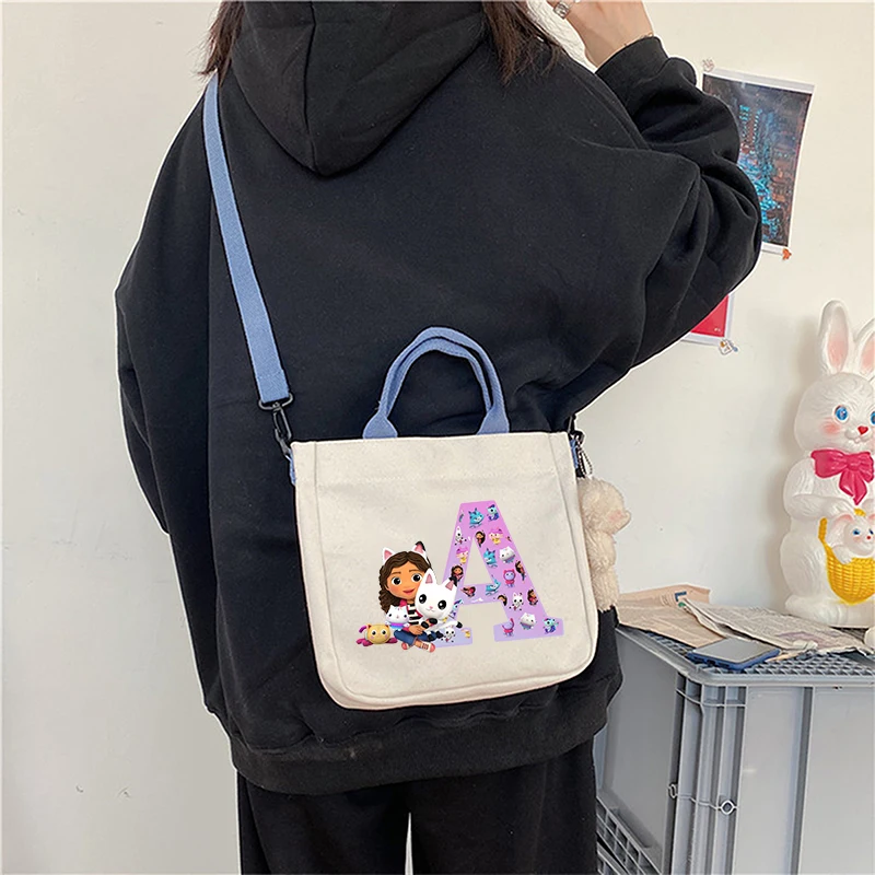 Gabby Dollhouses Girls Child Cartoon Letter Children's Shoulder Bag Tote Bag Child Canvas Handbag Anime Crossbody Bag Kids Gifts