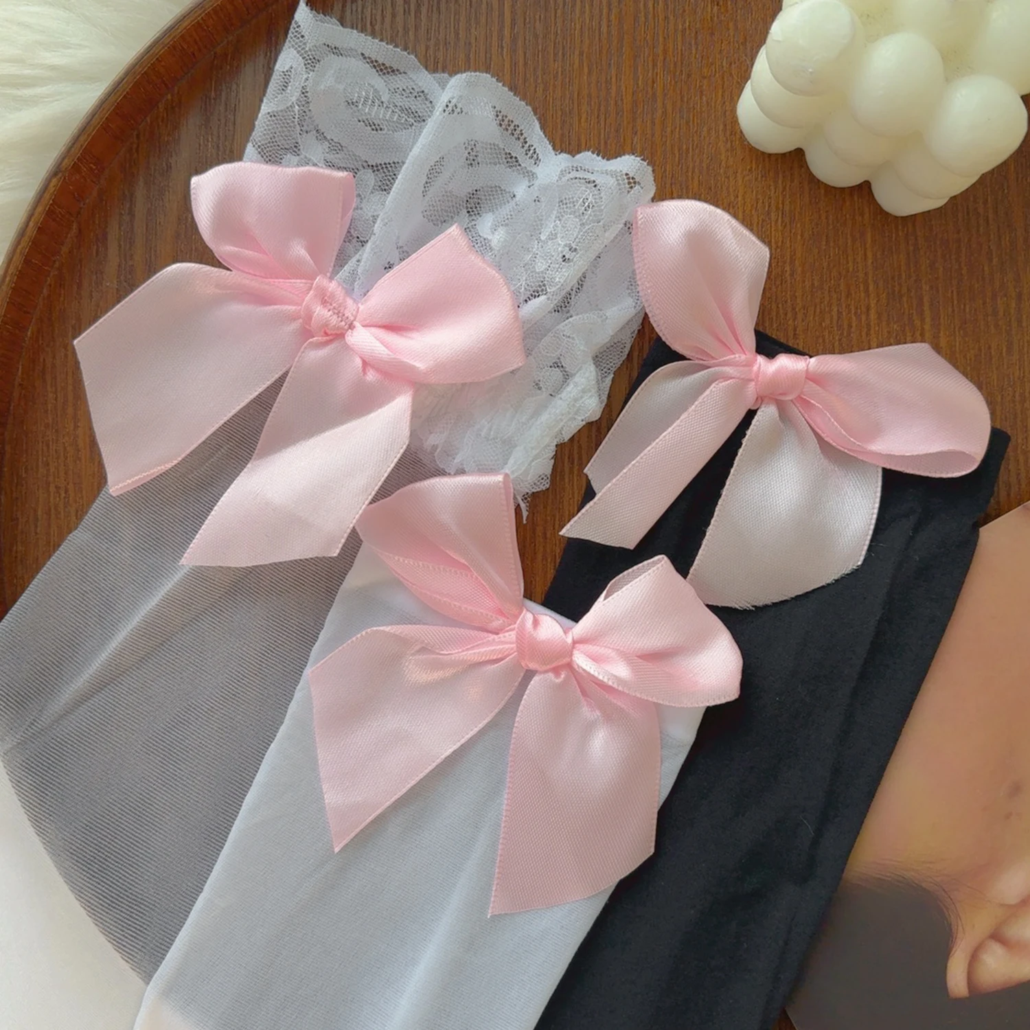 Frauen Kawaii Nette Über Knie Hohe Lange Socken Lolita Mädchen Bowknot Oberschenkel Hohe Strümpfe JK Japanischen Stil Cosplay Spitze Strumpf – Detail 16