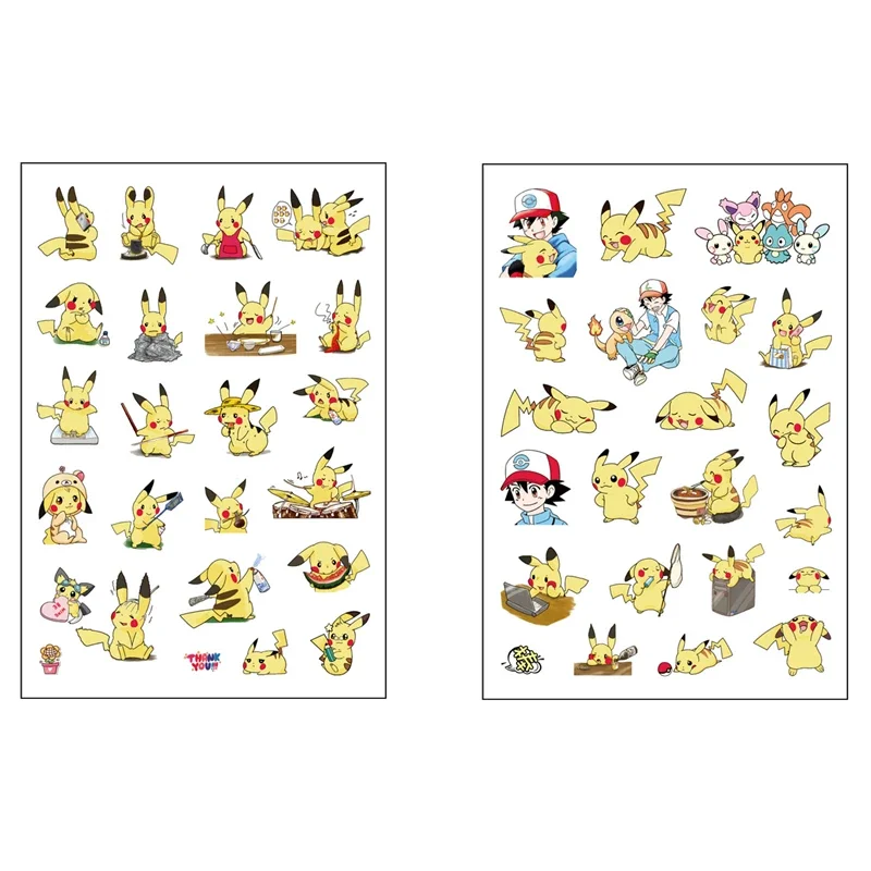 2/8PCS Pokemon Pikachu Kawaii Cartoon DIY Aufkleber Cartoon Figuren Hand Konto Aufkleber Material Kinder Wie Geburtstag geschenke