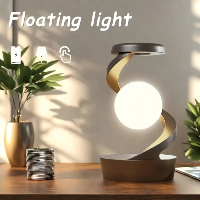 Rotating Floating Night Light Creative Table Lamp Rotating Floating lampWith 15W Wireless Charger RGB Atmosphere Night Light