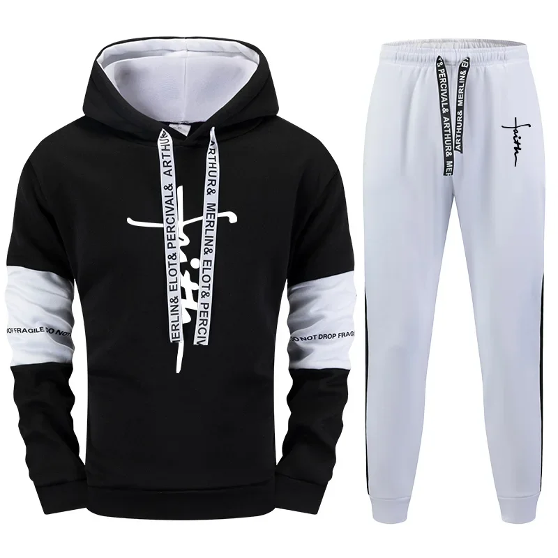 

Quality Autumn Winter Simple Mens Tracksuit Casual Sports Hooded Single Sweatshirts And Sweatpant Comfort Outdoor Sports Fitness