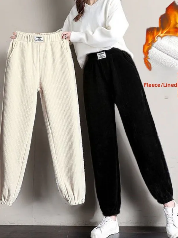 

Новые женские вельветовые брюки Thiened Fce, теплые повседневные брюки Харлан, свободные утягивающие осенне-зимние спортивные брюки Харлан