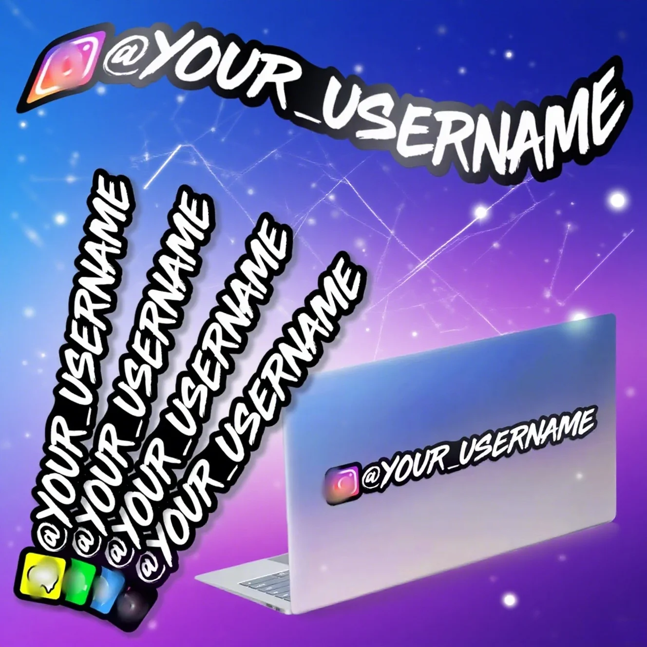 

Vinyl stickers DIY with custom usernames, Instagra , TikTo,Youtub, Facebook stickers for car, motorcycle(default icon 1)