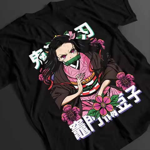 New Year's Hot Selling Demon Slayer Shirt Nezuko T-shirt Tanjiro KNY Anime Zenitsu Top Akaza Muzan Men's Short Sleeved Shirt