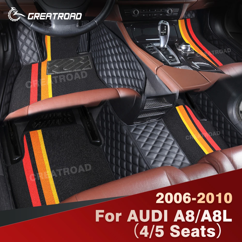 

For AUDI A8/A8L（4/5 Seats） 2006-2010 Double Layer Car Floor Mats Custom Auto Carpet Cover Interior Accessories