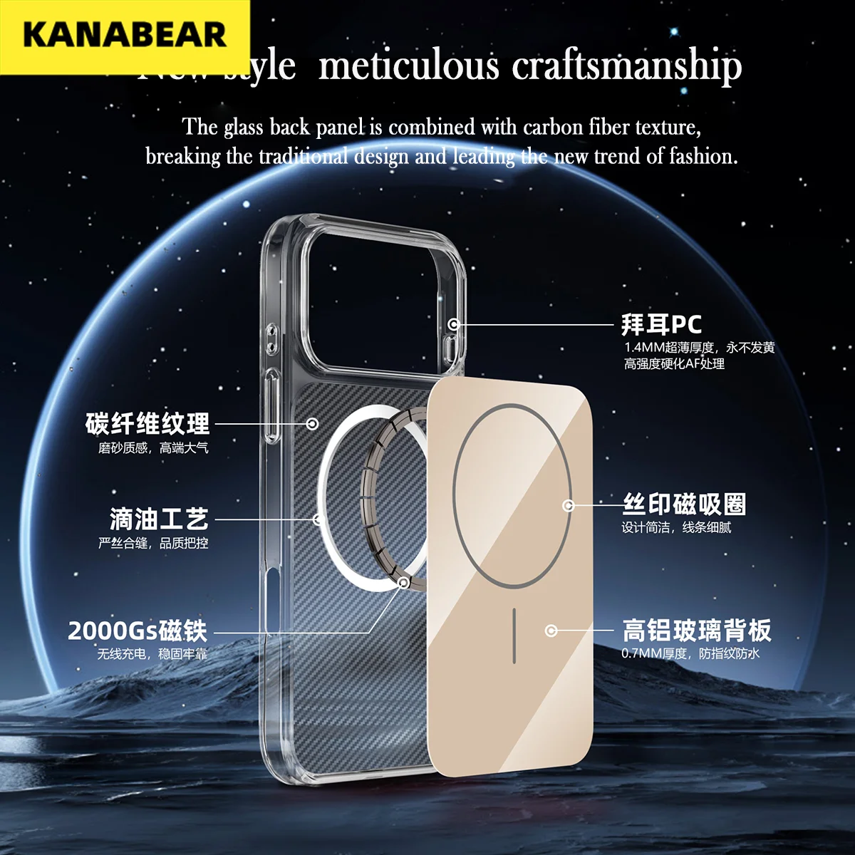 

New Magnetic Clear Glass Case For iPhone 17Pro/17ProMax/16ProMax Ins Luxury Anti-Yellow Glass Back Shockproof Shell