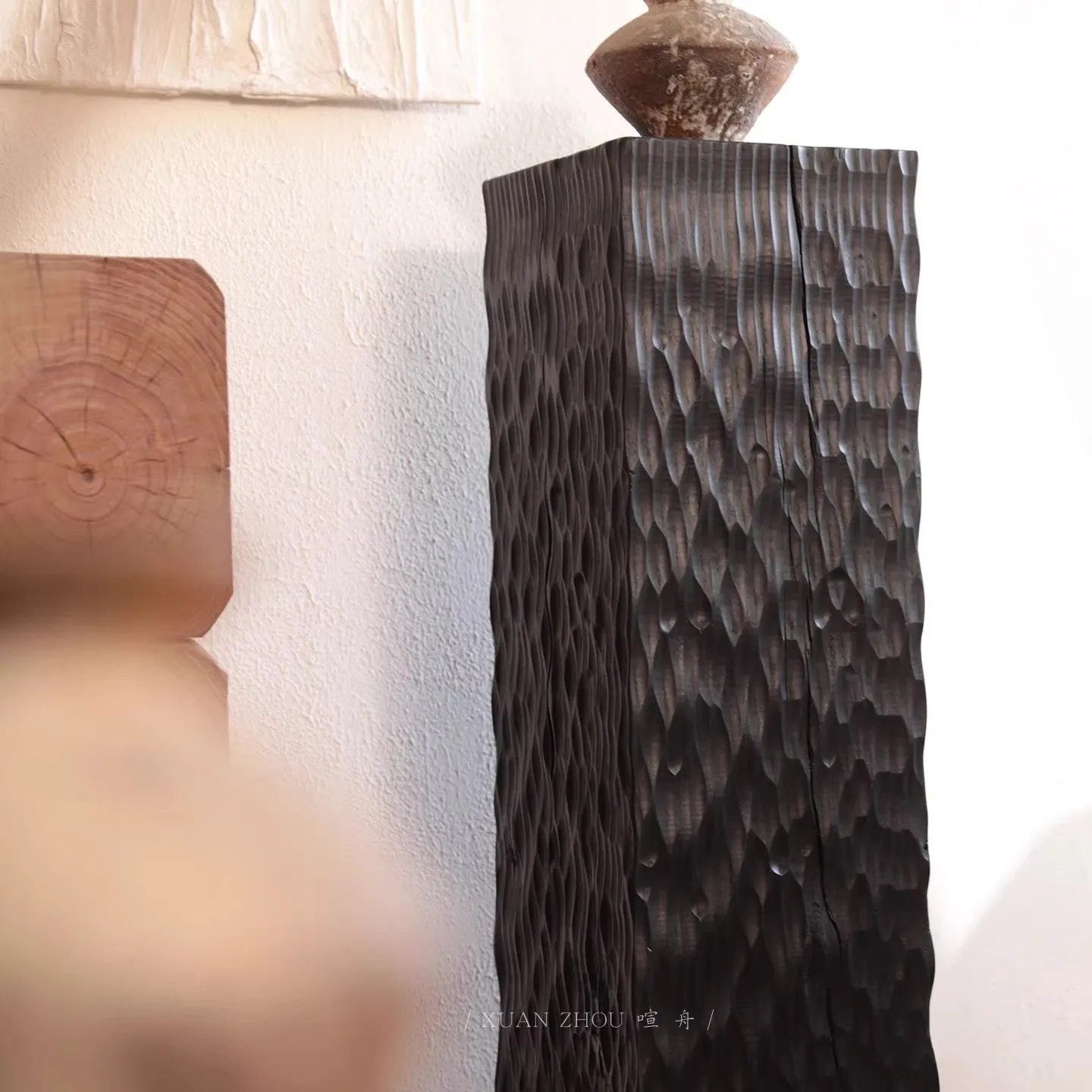 سجل مقعد منخفض من دون، طاولة قهوة، خشب متين، جذع شجرة، خشب، حامل زهور