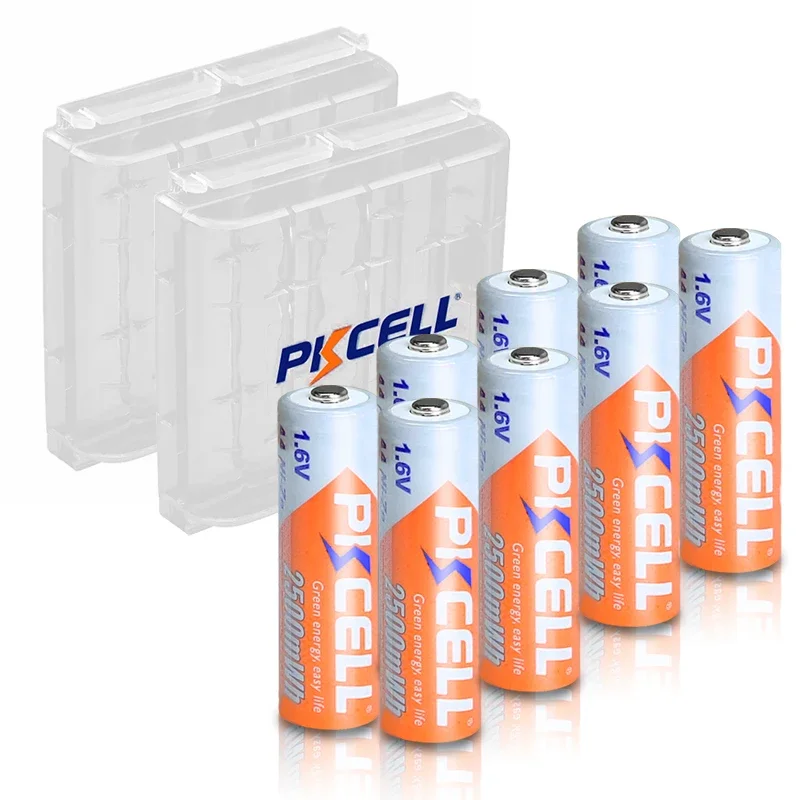 PKcell 8Pcs Ni-Zn 1.6V AA 2500 mWh Rechargeable battery aa Batteries NIZN Battery High Performance voltage