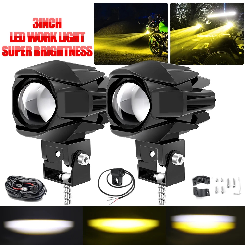 

6500K White 3000K Yellow Spotlight Led Work Light 20000LM 4x4 Offroad ATV SUV Bike Pickup Truck 3inch Driving Light Fog Lights