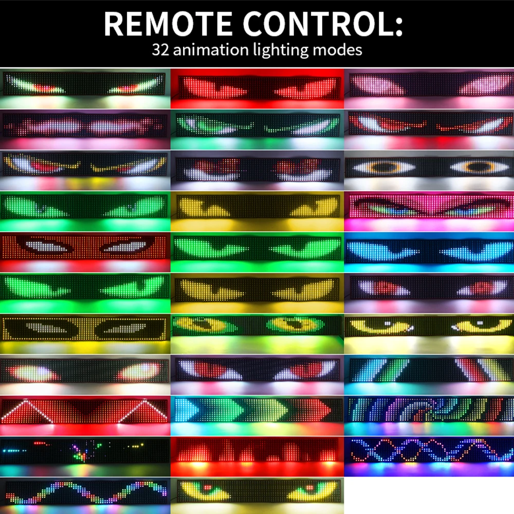 LED Truck Devil's Eye Light Custom Car Lights APP Control For Windshield Flexible Programmable Scrolling Dynamic Flexible Panel