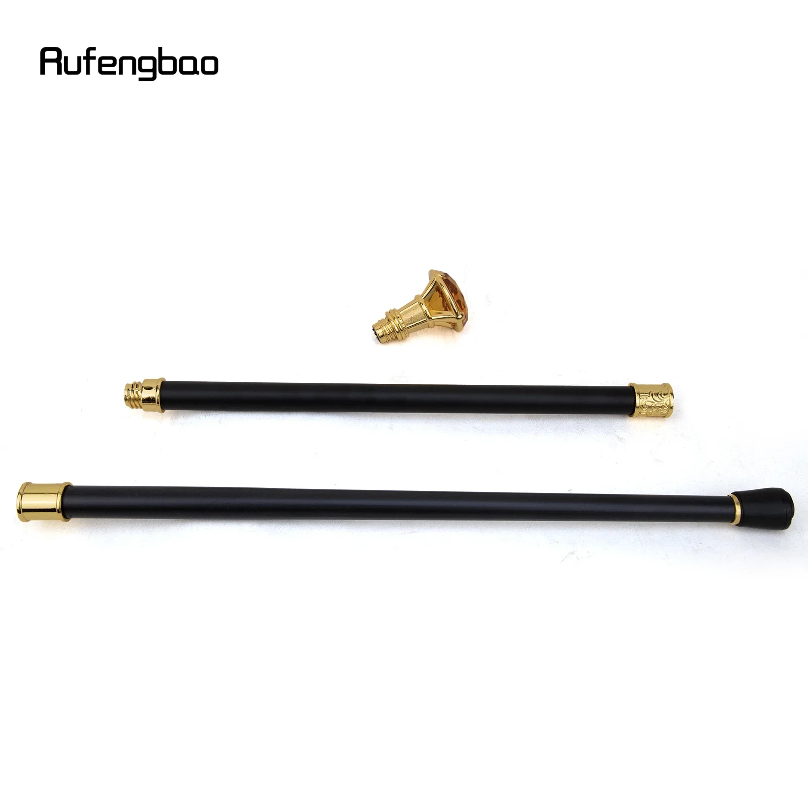 ไม้เท้าทรงเพชรสีส้ม แบบทอง ไม้เท้าแฟชั่นตกแต่ง ไม้เท้าสุภาพบุรุษ สง่างาม ไม้เท้าคอสเพลย์ ด้ามจับแบบครอสเซอร์ 93 ซม.